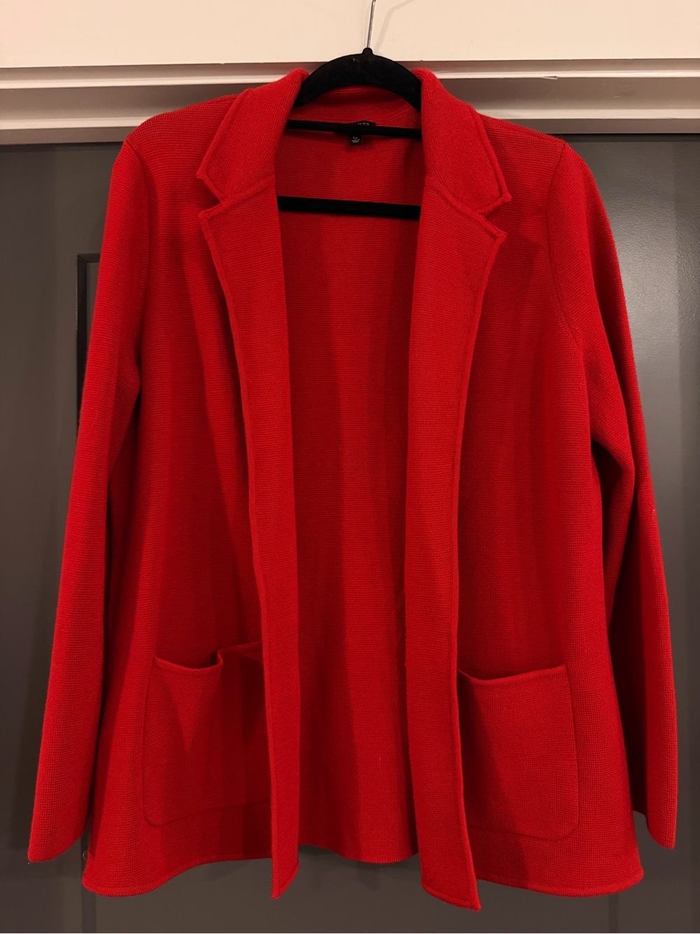 Talbots Petite Red Merino Wool Blend Knit Blazer Cardigan LP